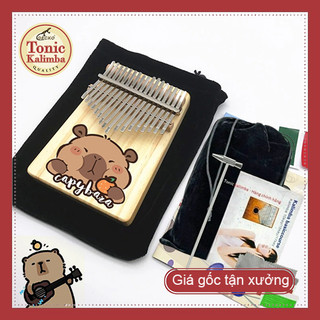 Đàn kalimba 17 phím CAPYBARA SIÊU CUTE MINTO-M17 tràm bông vàng âm vang tặng búa chỉnh âm, stick dán màu