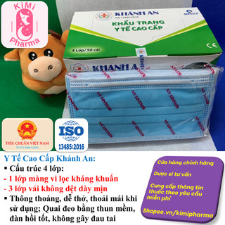 Combo 10 hộp khẩu trang y tế Khánh An 4 lớp kháng khuẩn - 50 cái/hộp