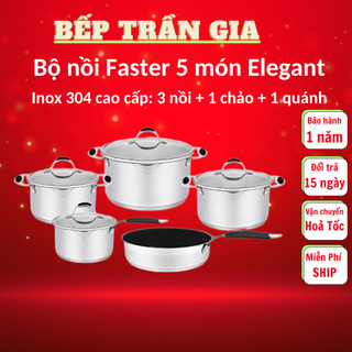 Bộ nồi Faster Melody Faster Elegant 5 món inox 304 cao cấp - Bảo hành 1 đổi 1 chính hãng Faster