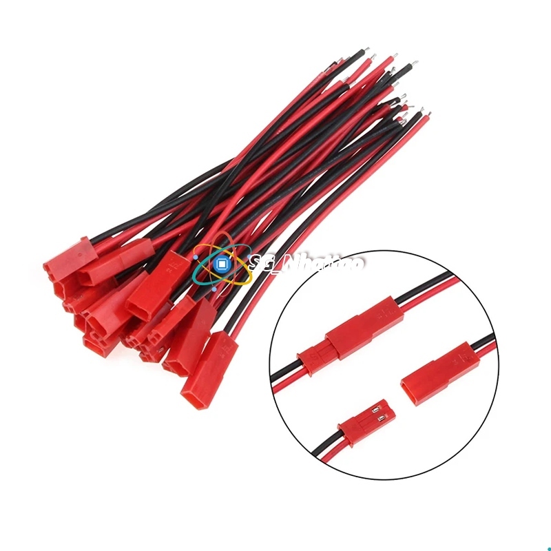 Set 5 Cặp Đầu nối cáp JST 2 chân đực và cái Đầu nối giắc cắm dây JST 2P cho dải đèn LED RC