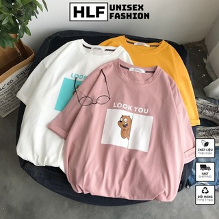 Áo thun tay lỡ form rộng Look you, áo phông form rộng size HLFashion