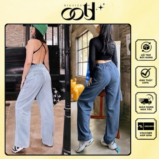 Quần jean ống suông bigsize lưng chun [OOTD BIGSIZE 60-90KG]