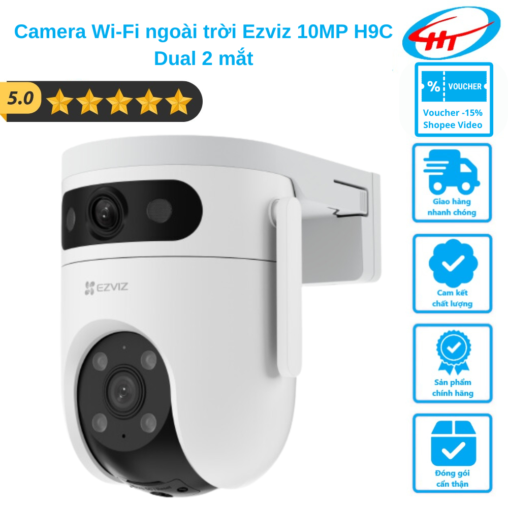 Camera Wi-Fi ngoài trời Ezviz 10MP H9C Dual 2 mắt 2 khung hình 5MP + 5MP - Hàng chính hãng