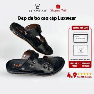 Dép Da Nam Cao Cấp Da Bò Đế Cao Su Đúc Nguyên Khối LuxWear DB01