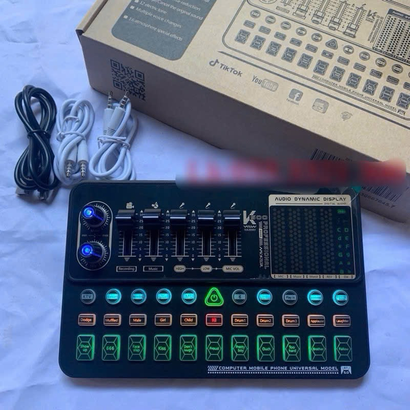 Sound Card Âm Thanh K500 co Pin va bluetooth Auto Tun kèm đầy đủ dây kết nối Bản Mới nhất 2022 bảo h