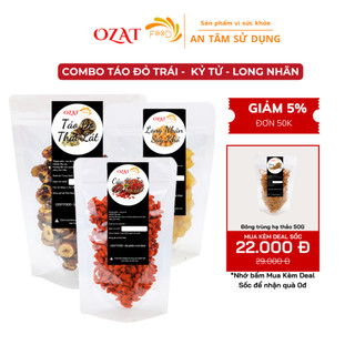 Combo trà dưỡng nhãn táo đỏ lát kỷ tử long nhãn làm đẹp da ngủ ngon mỗi loại 100G | OZAT FOOD