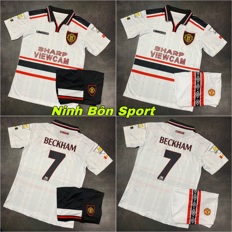 Bộ Quần Áo Bóng Đá CLB Manchester United Retro 1999, Áo Đá Banh MU 1999 - Quần Có Túi - Vải Gai Thái