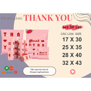 [SET 50 CÁI - ĐẸP ĐỘC LẠ - DÀY DAI] TÚI GÓI HÀNG NIÊM PHONG CAO CẤP IN HÌNH THANK YOU | MEET ❤️ BEAUTIFUL YOU