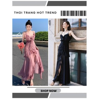 Đầm đuôi cá dáng dài xếp ly ôm eo tôn dáng hàng cao cấp