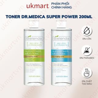 Nước hoa hồng Bielenda Super Power Mezo Correcting Toner Căng Bóng, Mờ Thâm, Moisturizing Dưỡng Ẩm, Cấp Nước 200ml