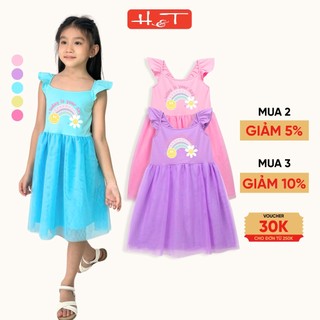Váy bé gái, đầm dây bèo tay Cầu Vồng H&T chất thun cotton 4 chiều, co giãn mềm mịn cho bé từ 10-35kg-DTNBG104