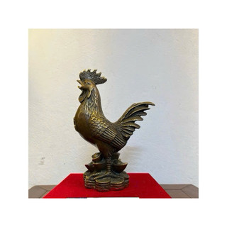 Con gà trống đồng thau vàng cao 20cm