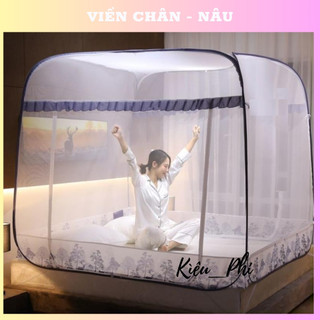 Màn chụp tự bung đỉnh vuông gấp gọn Kiều Phi - Mùng chụp tự bung có viền chân chống muỗi thông minh