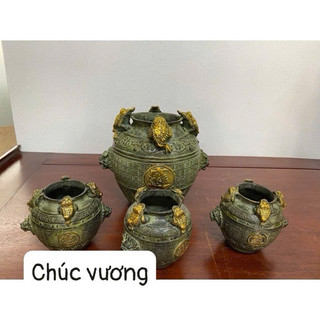 Hũ đựng tiền vàng hay còn gọi là Hũ Tài Lộc cỡ xiêu đại chất liệu Đồng Thau lên men xanh