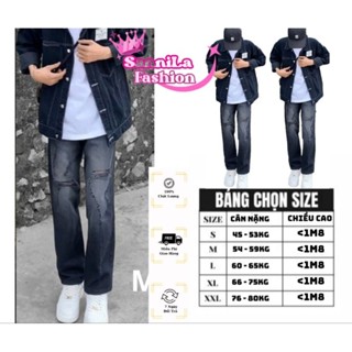 Quần Jean Nam Bagy Form Suông Ống Wash Rách Thời Trang Cá Tính   - Giá Sinh Viên - ĐƯỢC KIỂM TRA HÀNG -Màu Đen  ( M45)