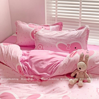 POLY | Set Chăn Ga Gối Cotton Poly 4 món - Thỏ hồng