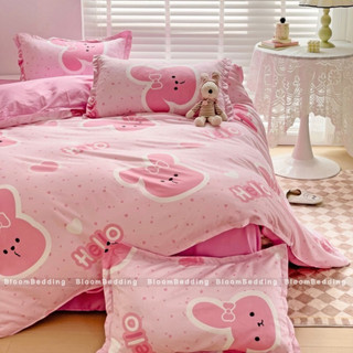 POLY | Set Chăn Ga Gối Cotton Poly 4 món - Thỏ hồng