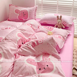 POLY | Set Chăn Ga Gối Cotton Poly 4 món - Thỏ hồng