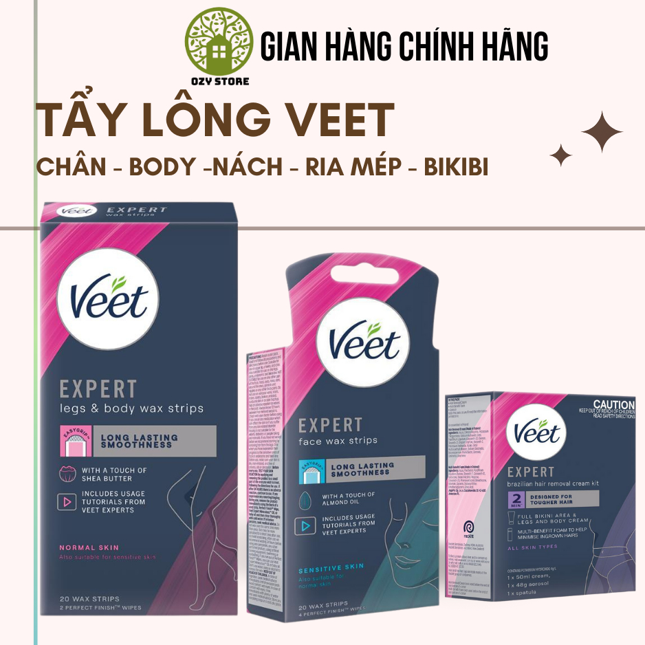 Veet wax strips face - Wax ria mép Veet, Miếng dán tẩy lông mặt VEET dùng cho cơ thể / vùng kín ( VE