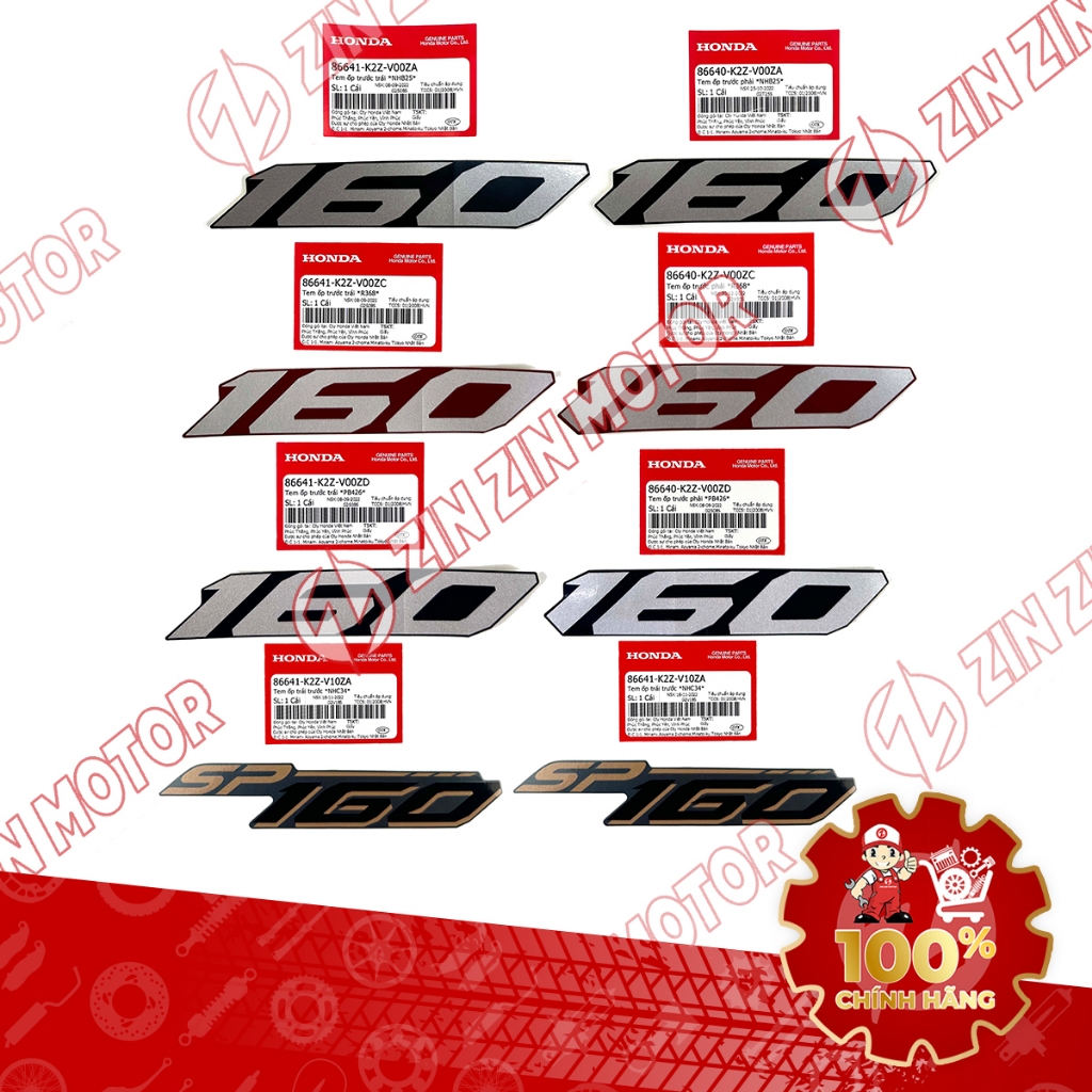 Tem Chữ 160 Dán Ốp Yếm Trước AB Air Blade 2022 2023+, AirBlade 160 Trái Phải Chính Hãng - ZZM