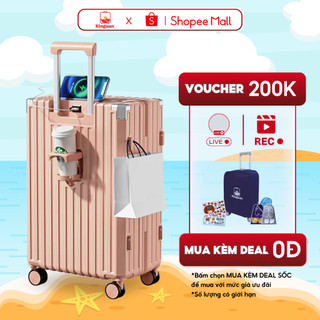 Vali kéo siêu to có cốc đựng nước, sạc điện thoại size 28 302/309, vali kéo du lịch kingsun size 28 cao cấp