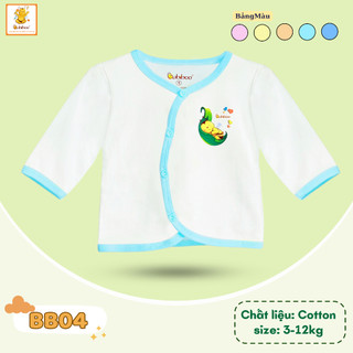 COMBO 5 Áo sơ sinh Babiboo Áo Trắng Viền Màu Cúc Cài Tiện Lợi , cotton mềm cho Bé Từ 0-18 Tháng BB04