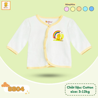 COMBO 5 Áo sơ sinh Babiboo Áo Trắng Viền Màu Cúc Cài Tiện Lợi , cotton mềm cho Bé Từ 0-18 Tháng BB04