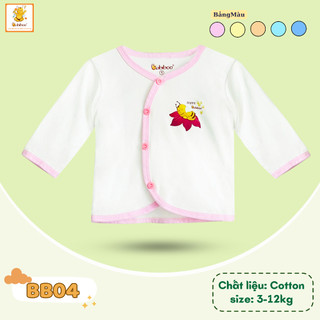 COMBO 5 Áo sơ sinh Babiboo Áo Trắng Viền Màu Cúc Cài Tiện Lợi , cotton mềm cho Bé Từ 0-18 Tháng BB04