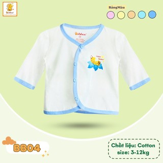 COMBO 5 Áo sơ sinh Babiboo Áo Trắng Viền Màu Cúc Cài Tiện Lợi , cotton mềm cho Bé Từ 0-18 Tháng BB04