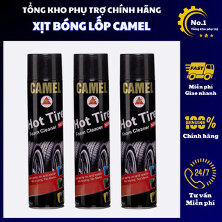  Chai xịt bóng lốp dưỡng đen lốp ô tô xe máy CAMEL - HOT TIRE 650ml 