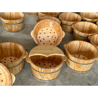 Chậu ngâm chân có nắp gỗ thông nhập khẩu, chậu ngâm chân bằng gỗ