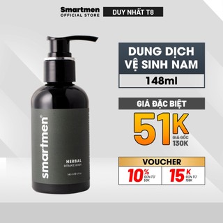 Dung Dịch Vệ Sinh Nam Tinh Chất Thảo Dược SMARTMEN làm sạch, khử mùi hương thơm nam tính 148ml