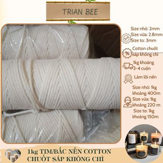 1kg tim/bấc nến cotton không chì - nguyên liệu làm nến Trian Bee