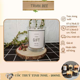 Cốc thủy tinh (không nắp, trơn không tem) - nguyên liệu làm nến Trian Bee
