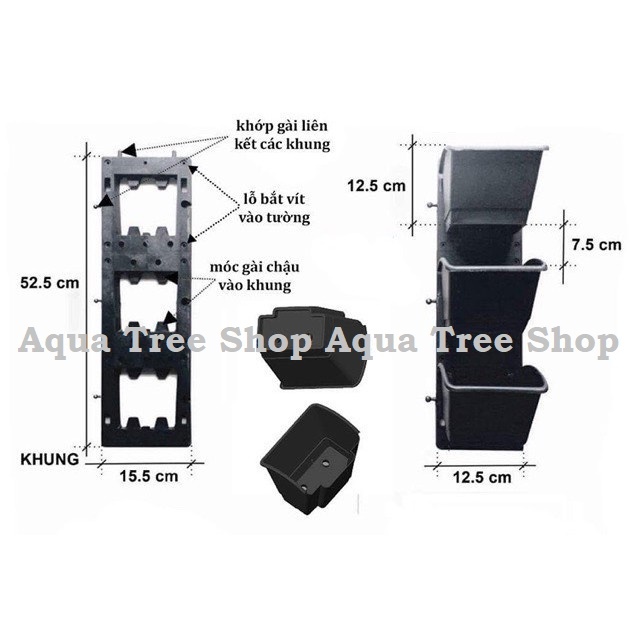 Bộ chậu vườn tường, module vườn tường đứng