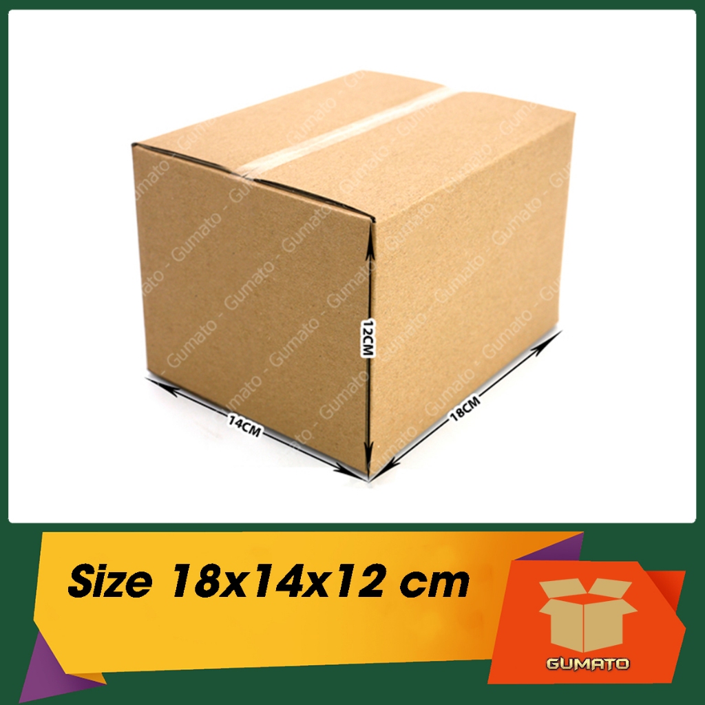 Size 18x14x12 cm, hộp giấy thùng carton gói hàng tại Gumato (Mã số P40)