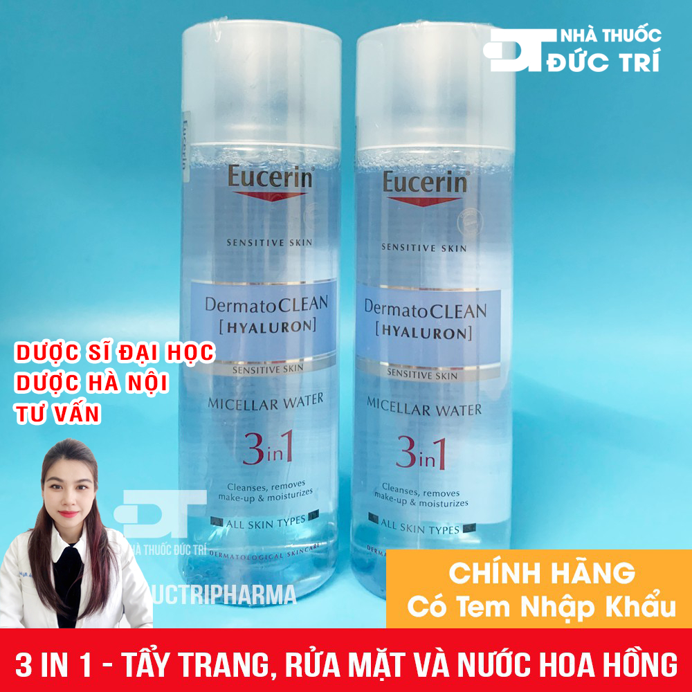 [CHÍNH HÃNG] Nước Tẩy Trang 3 in 1 Eucerin DermatoCLEAN [HYALURON] 200ml