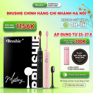 Combo 2 bộ bàn chải điện Brushie cho cặp đôi, máy đánh răng 5 chế độ phù hợp cho cả người niềng răng