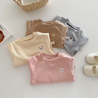 AY613 - Áo thun dài tay màu sắc dễ thương thêu hình thú cho các bé diện mùa thu đông phong cách Hàn Quốc | Bongshopkids