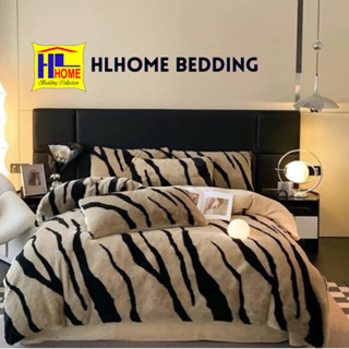 Bộ chăn ga nỉ lông cao cấp họa tiết vằn mẫu mới nhất hàng nhập nguyên sét 4 món vỏ chăn ga gối dày dặn