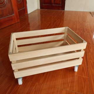 Thùng Pallet gỗ hộp đựng đồ đa năng có bánh xe đẩy kéo, trang trí homestay, Kệ decor gỗ thông đa năng gỗ thông