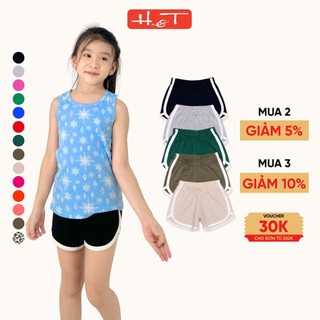 Quần short bé gái, quần đùi H&T chất cotton 4 chiều mềm mịn co giãn thoáng mát cho bé gái từ 13-30kg-QSBG010