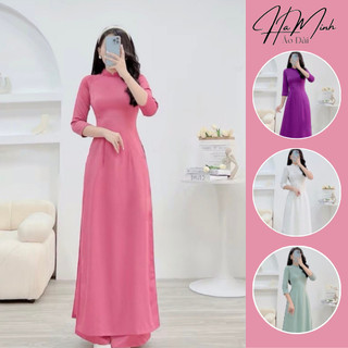 Áo dài truyền thống 2 tà lụa Tây Thi 6 màu cơ bản mềm mịn thấm hút mồ hôi tốt ôm dáng - Áo Dài Hami