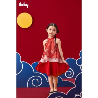 Váy trung thu cho bé gái ILABY set Uyển Lân cổ yếm phối tơ chân váy lụa cao cấp cho bé 