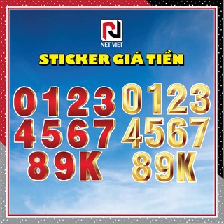 Decal dán số giá, sticker chống nước, Trang trí quán trà sữa, cafe, ăn vặt, Dán tường, kính...