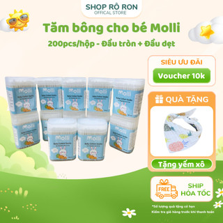 Tăm bông đa năng MOLLI - Tăm bông lõi giấy 2 đầu MOLLI hộp 200 chiếc - Shop Rô Ron