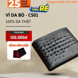 Ví nam da thật dập vân cao cấp , ví cá sấu dáng ngang | cs01