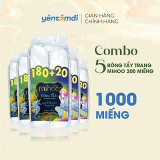 Combo 5 bông tẩy trang mihoo 200 miếng