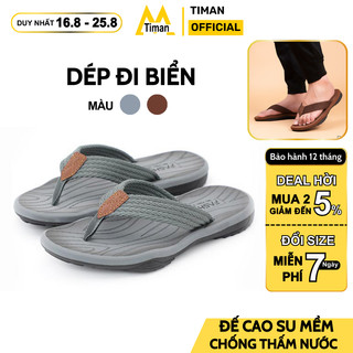 Dép nam thiết kế xỏ ngón đẹp quai ngang kiểu quai hậu đế bánh mì chất liệu da tông cao cấp bảo hành 1 năm DE91 TIMAN