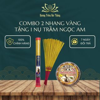 Combo 2 hộp 100 nén Nhang vàng tài lộc ánh kim TẶNG 1 Nụ trầm Ngọc Am hộp 25 nụ Hương Trầm Đại Thắng